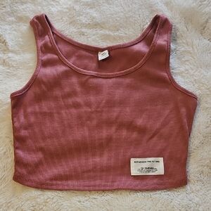 SHEIN Dusty Pink Ribbed Tank Top